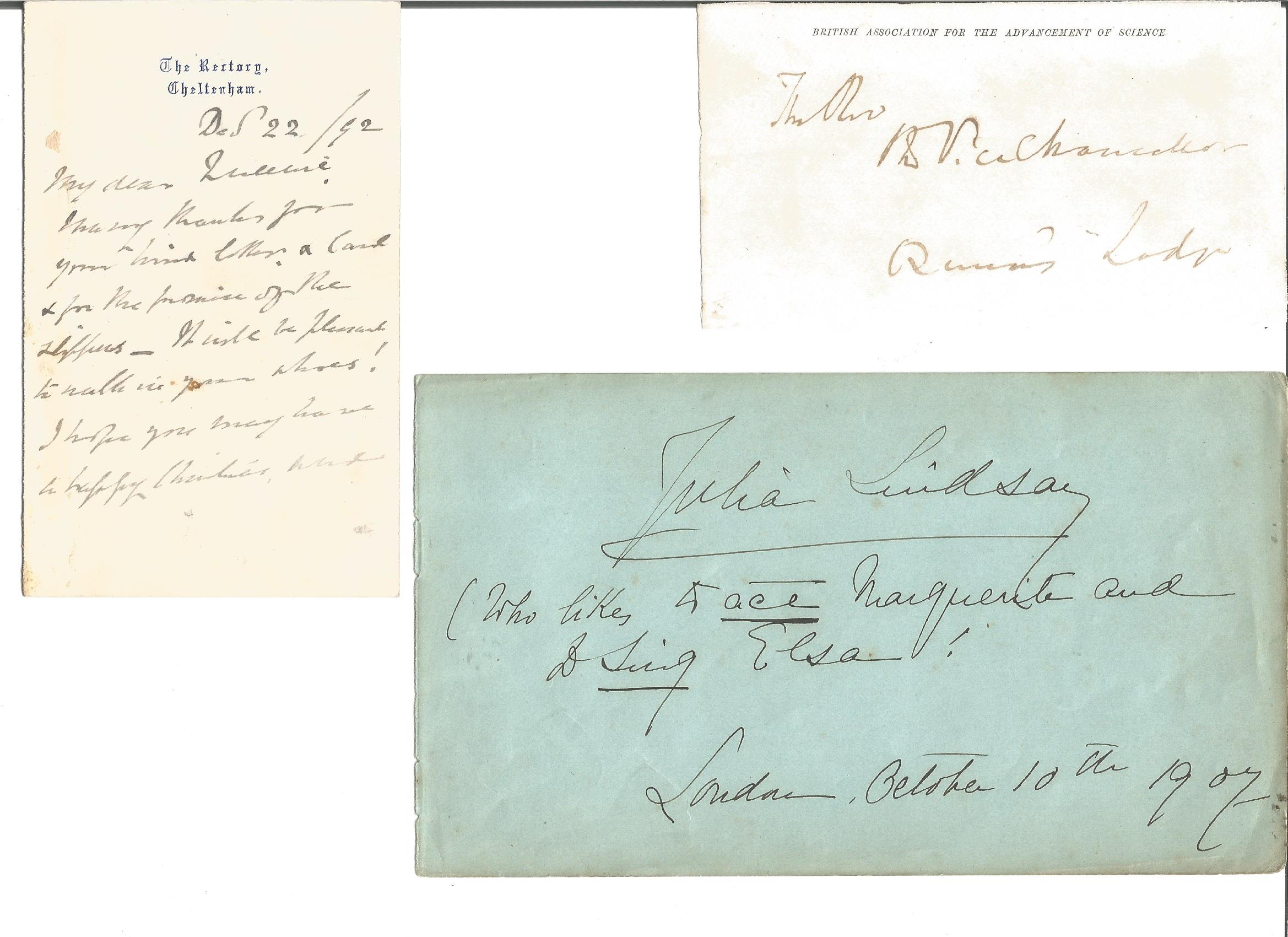 Vintage signed letters and notes collection. Nine items late 1800, early 1900 includes Horace - Image 2 of 5