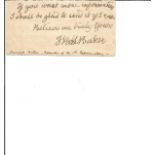 Thomas Barwick Lloyd Baker signed note part of larger letter 14 November 1807 - 10 December 1886 was