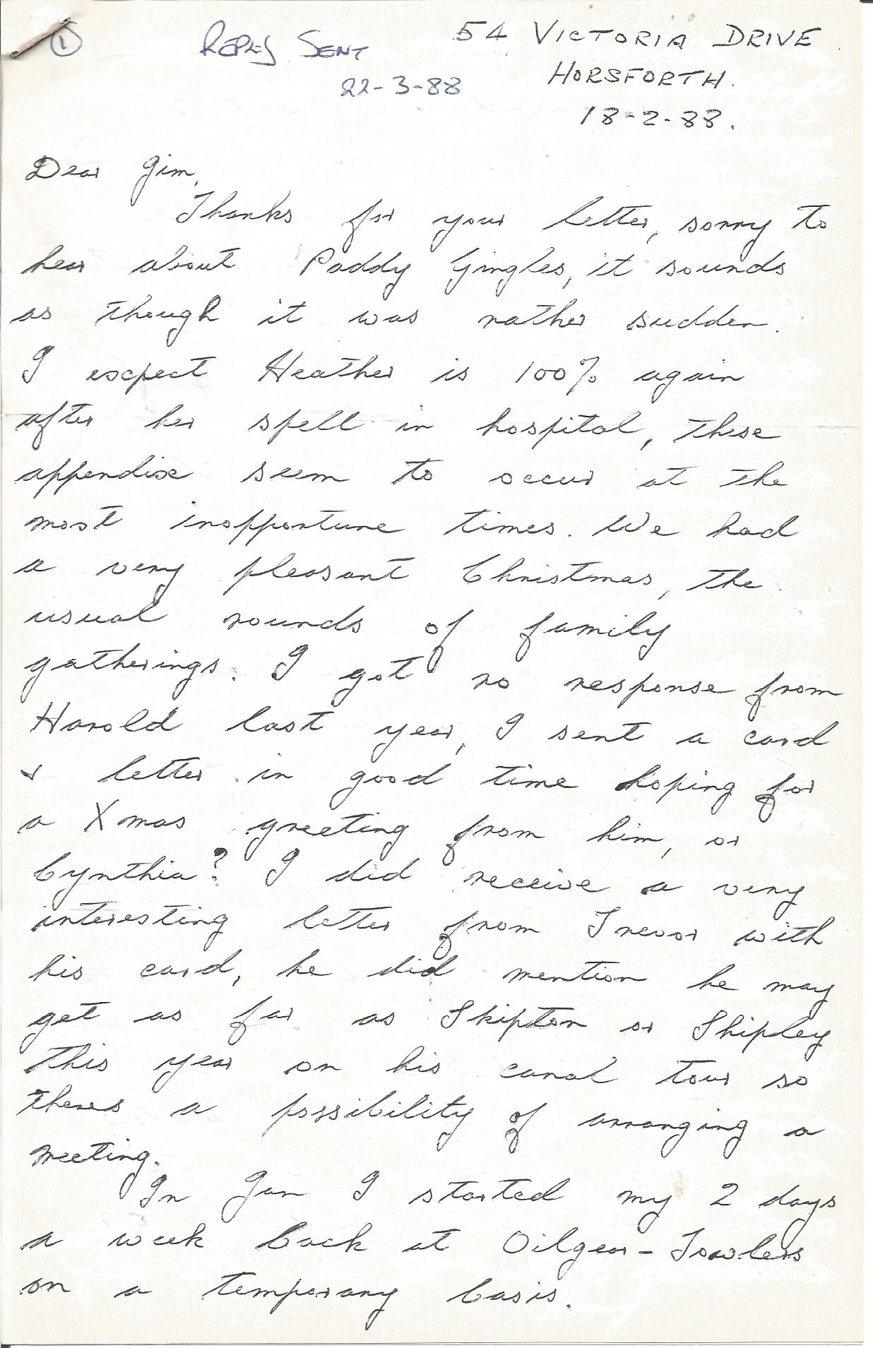 Tirpitz raider Harry Johnson 617 sqn hand written detailed letter to Jim Shortland Dambuster WW2