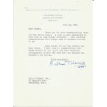 Sir Arthur Harris typed signed letter to WW2 author Alan Cooper regarding his Dam Busters books.