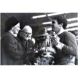 Ron Yeats signed 16x12 b/w photo receiving the FA cup from the Queen 1965. Good Condition. All