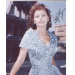 Sophia Loren signed 10 8 photo. Good Condition. All signed pieces come with a Certificate of