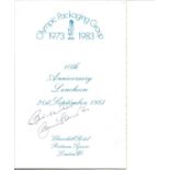 Bobby Charlton signed 1983 Olympic lunch menu. Good Condition. All signed pieces come with a