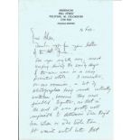 Air Marshall Sir Gareth Clayton handwritten letter to WW2 author Alan Cooper regarding papers at the