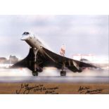 Mike Bannister and Adrian Meredith signed 16x12 Concorde photo. Slight indentations to photo but