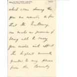 General Henry Ponsonby PPS Queen Victoria handwritten note regarding annuities. Good Condition.