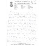 David Shannon rare Dambuster veteran hand written signed letter on 617 sqn Association letterhead.