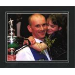 Snooker Peter Ebdon signed colour photo. Mounted to approx size 12x10. English professional