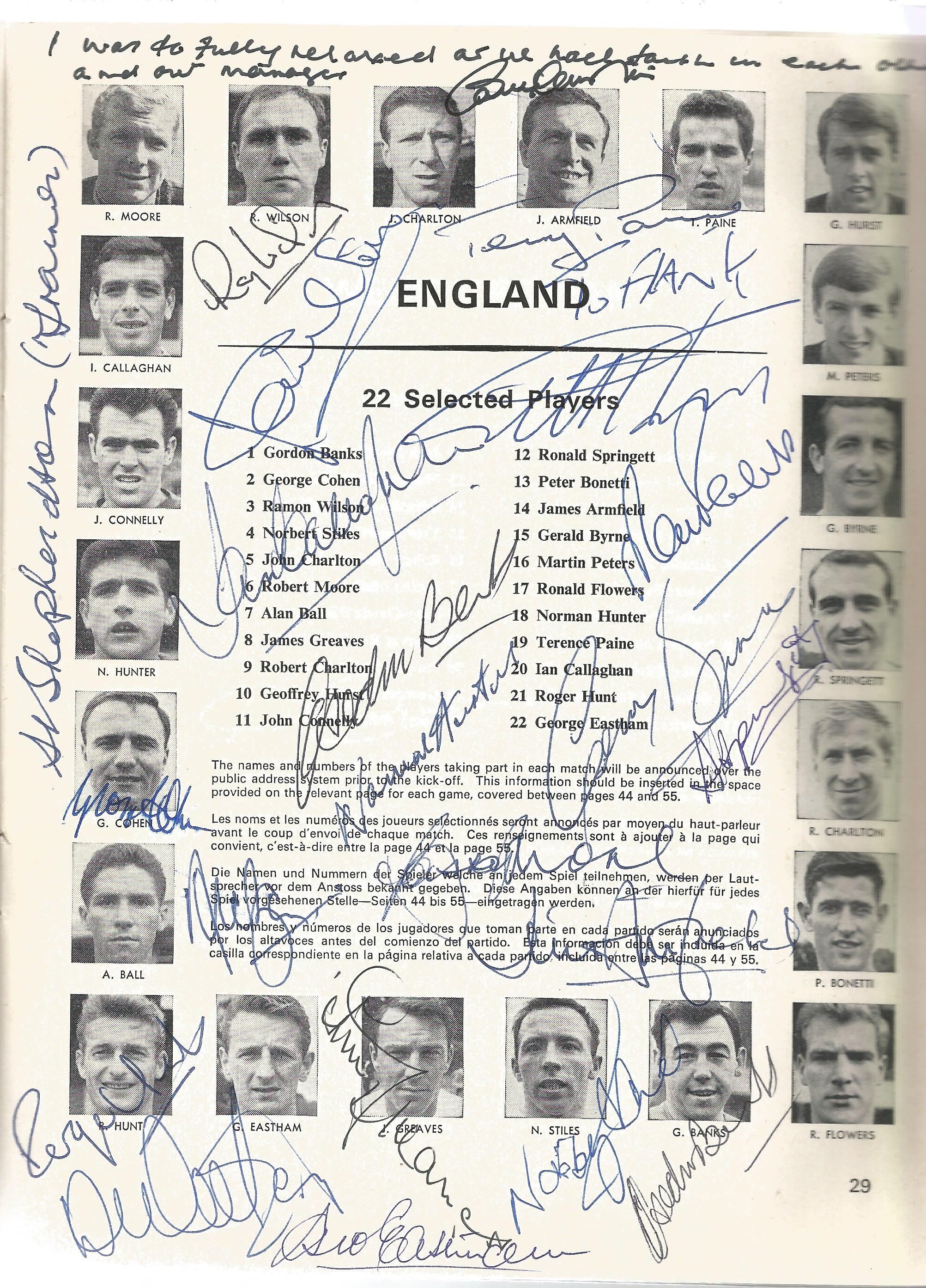 World Cup 1966 original Finals brochure includes inside signatures from 18 of the victorious England - Image 2 of 7