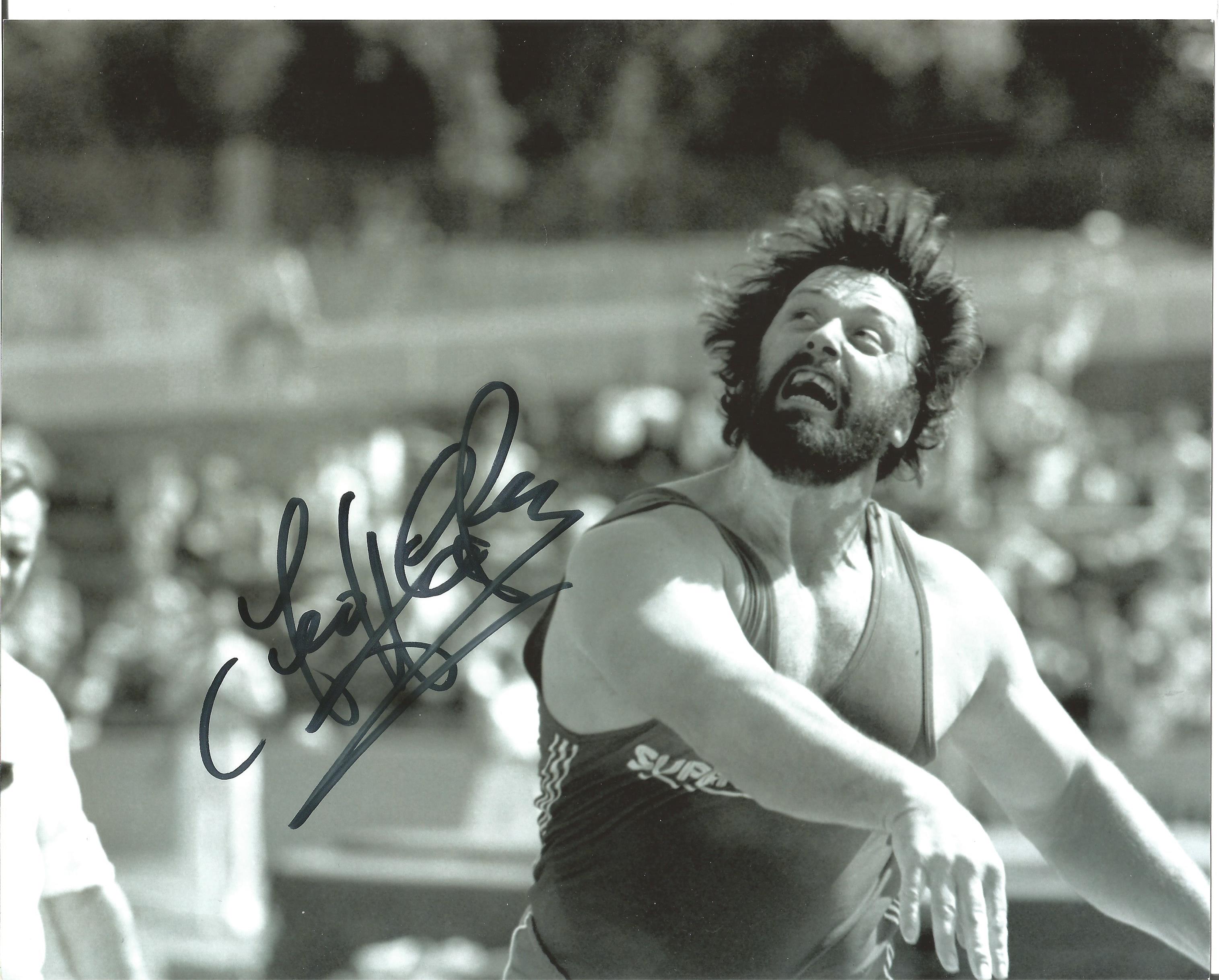 Geoff Capes signed 8x10 b/w photo. Good Condition. All signed pieces come with a Certificate of