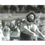 Geoff Capes signed 8x10 b/w photo. Good Condition. All signed pieces come with a Certificate of