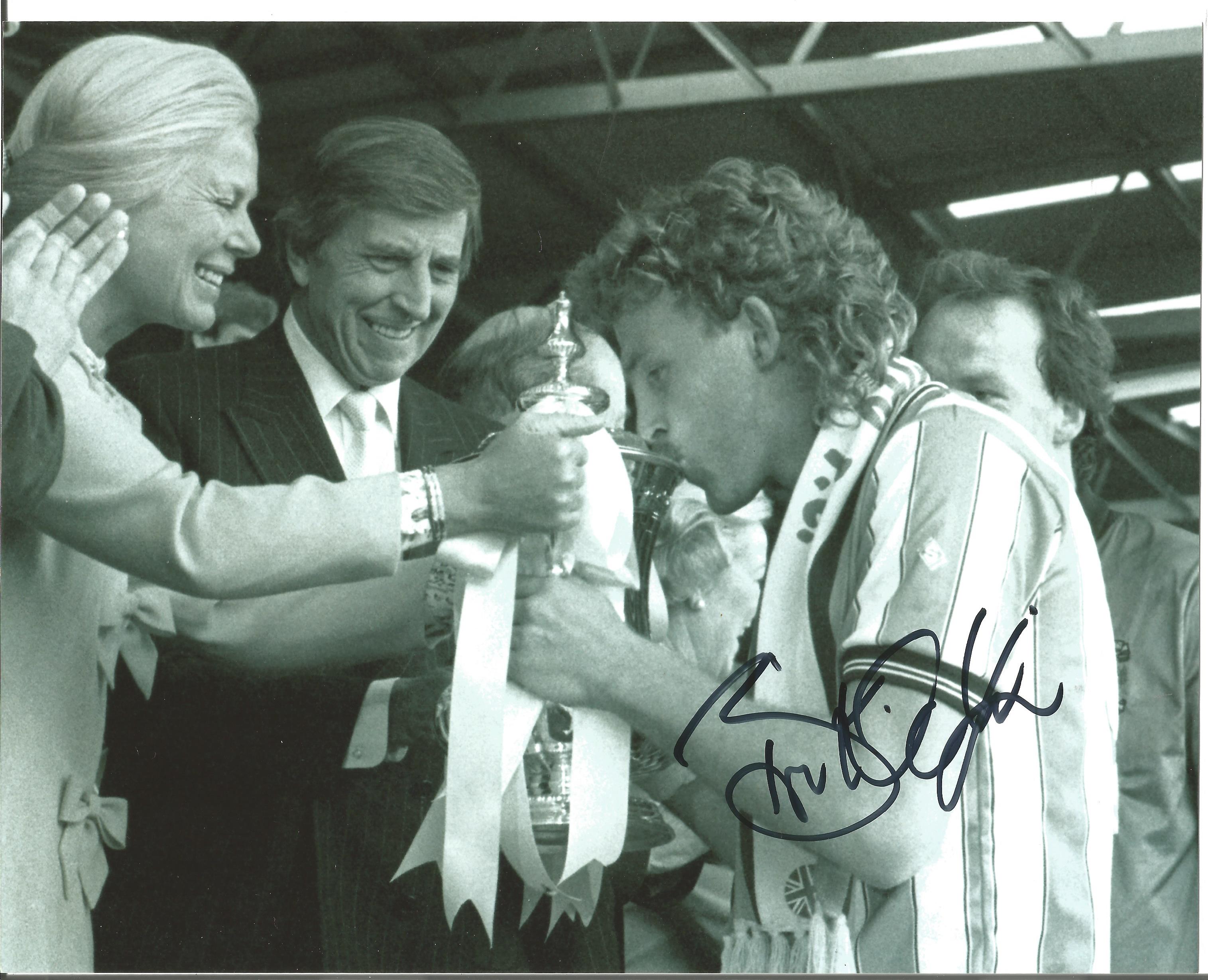 Kevin KilKline signed 8x10 b/w football photo pictured receiving the F.A Cup for Coventry City. Good