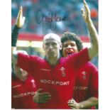 Gareth Thomas signed 10x8 colour photo pictured playing for Wales. Good Condition. All signed pieces