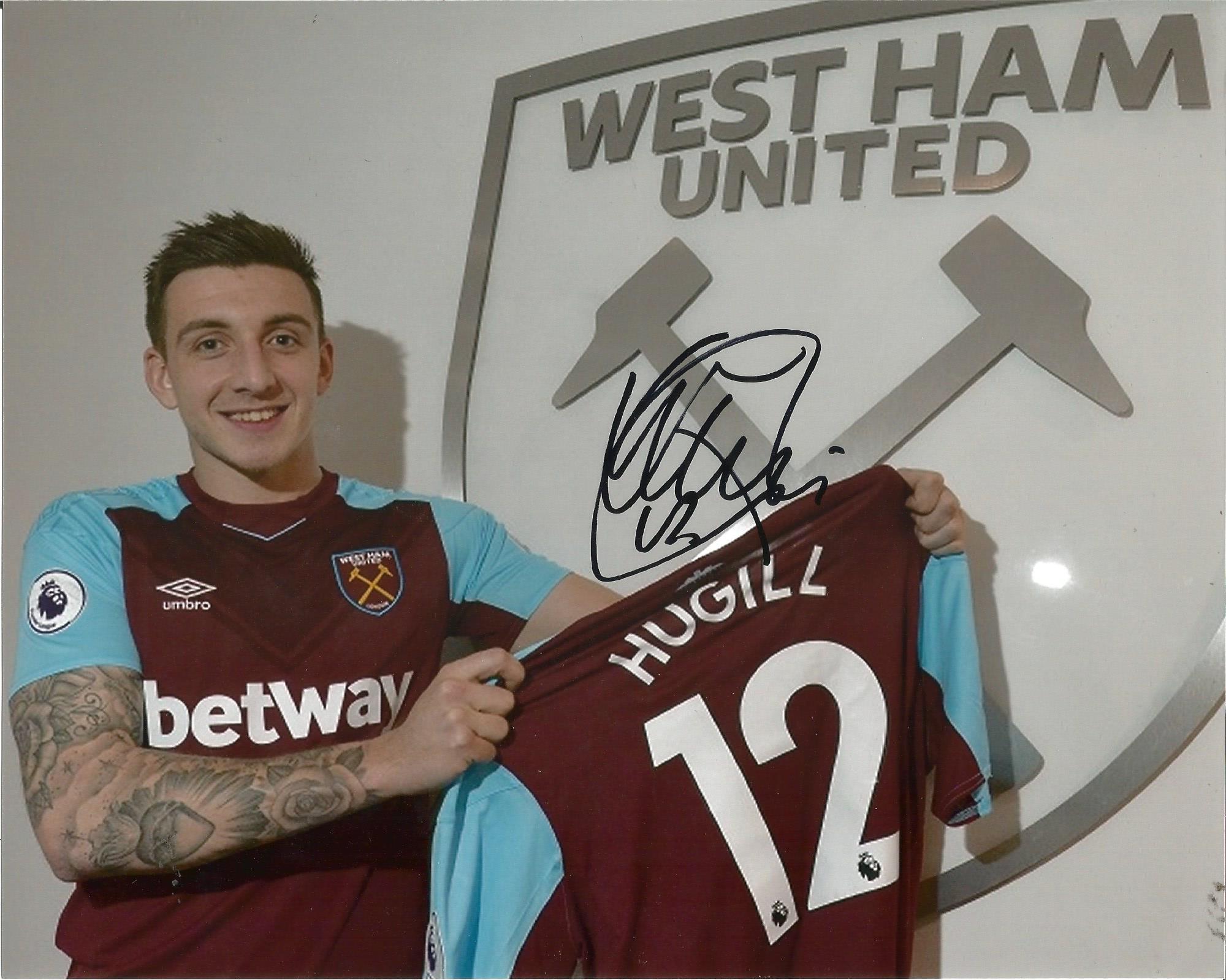 Jordan Hugill West Ham signed 10x8 colour football photo. Good Condition. All signed pieces come