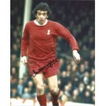 Ian Callaghan signed 10x8 colour football photo pictured in action for Liverpool. Good Condition.