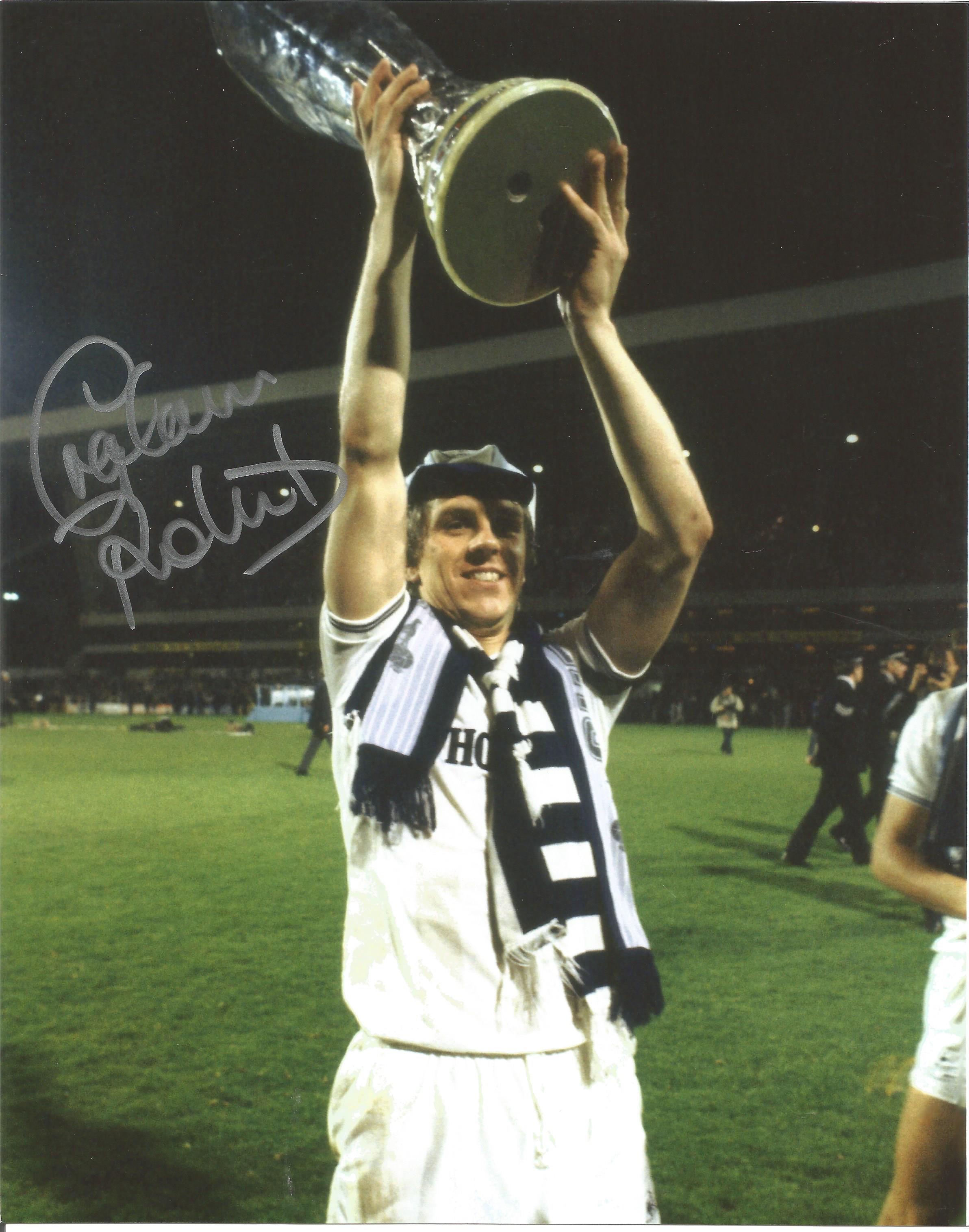 Graham Roberts signed 10x8 colour football photo pictured celebrating after Tottenham Hotspurs