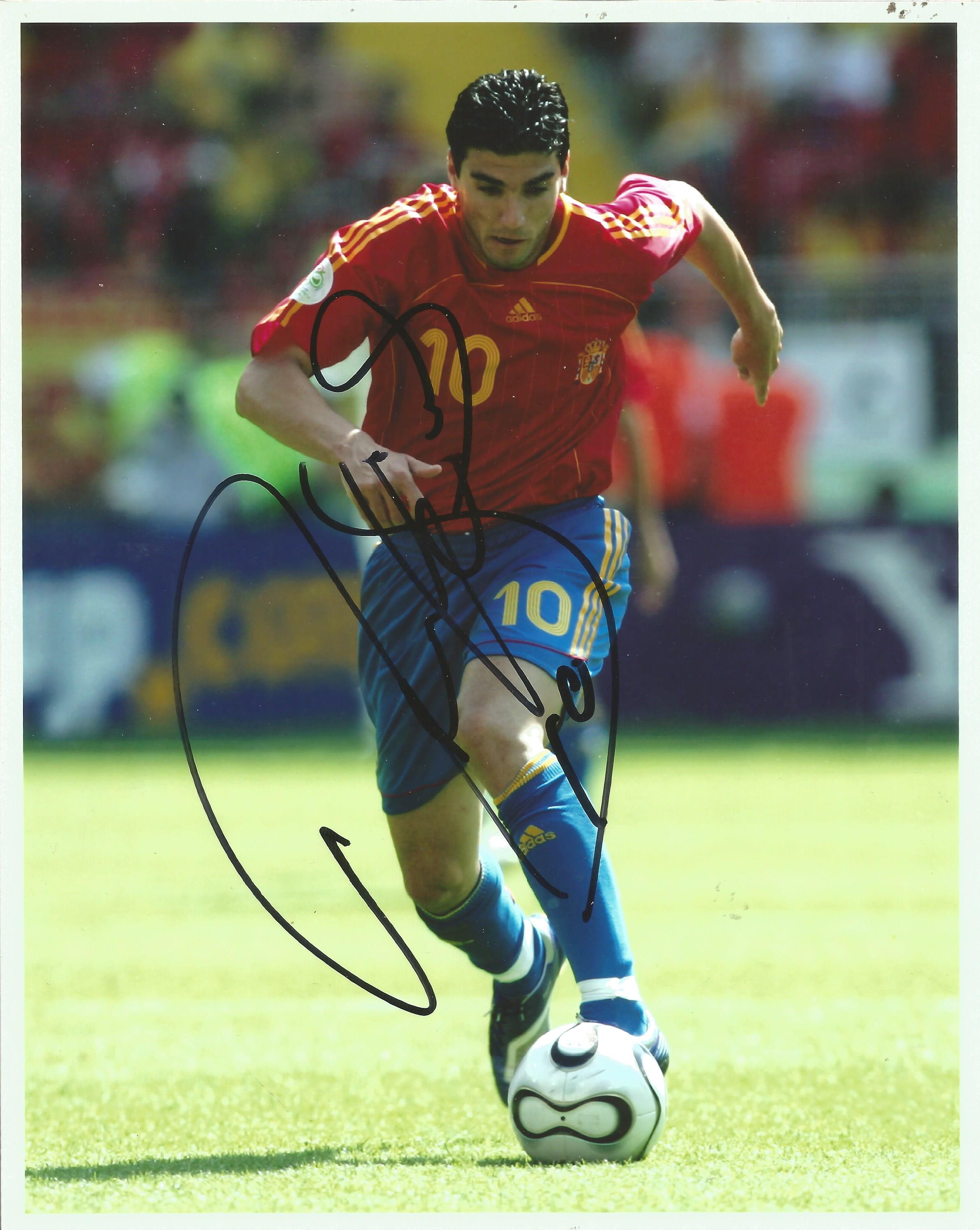 José Antonio Reyes 10x8 signed colour photo pictured in action for Spain. José Antonio Reyes