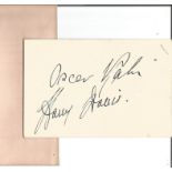 Oscar Rabin and Harry Davies signed on reverse of ticket to his 1943 performance. (26 April 1899 -