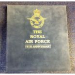 RAF 75th Anniversary collection 30 signed commerative flown covers housed in a Suede RAF album