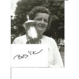 Betty Stove signed white card with 10x8 black and white photo. Former Dutch tennis player. Good