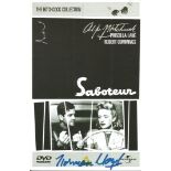 Norman Lloyd signed DVD insert for Saboteur. Good Condition. All signed pieces come with a