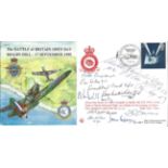 Nine WW2 aces VC winner signed cover. The Battle of Britain Biggin Hill 17th September 1995 multi