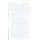 Joan Daphne Pearson GC hand written letter to author Alan Cooper regarding RAFA and other people for