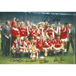 Football Autographed Manchester United Photo, A Superb Image Depicting Players Celebrating At