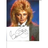 Bonnie Tyler signed white card with 10x8 colour photo. Best known for Total Eclipse of the Heart.