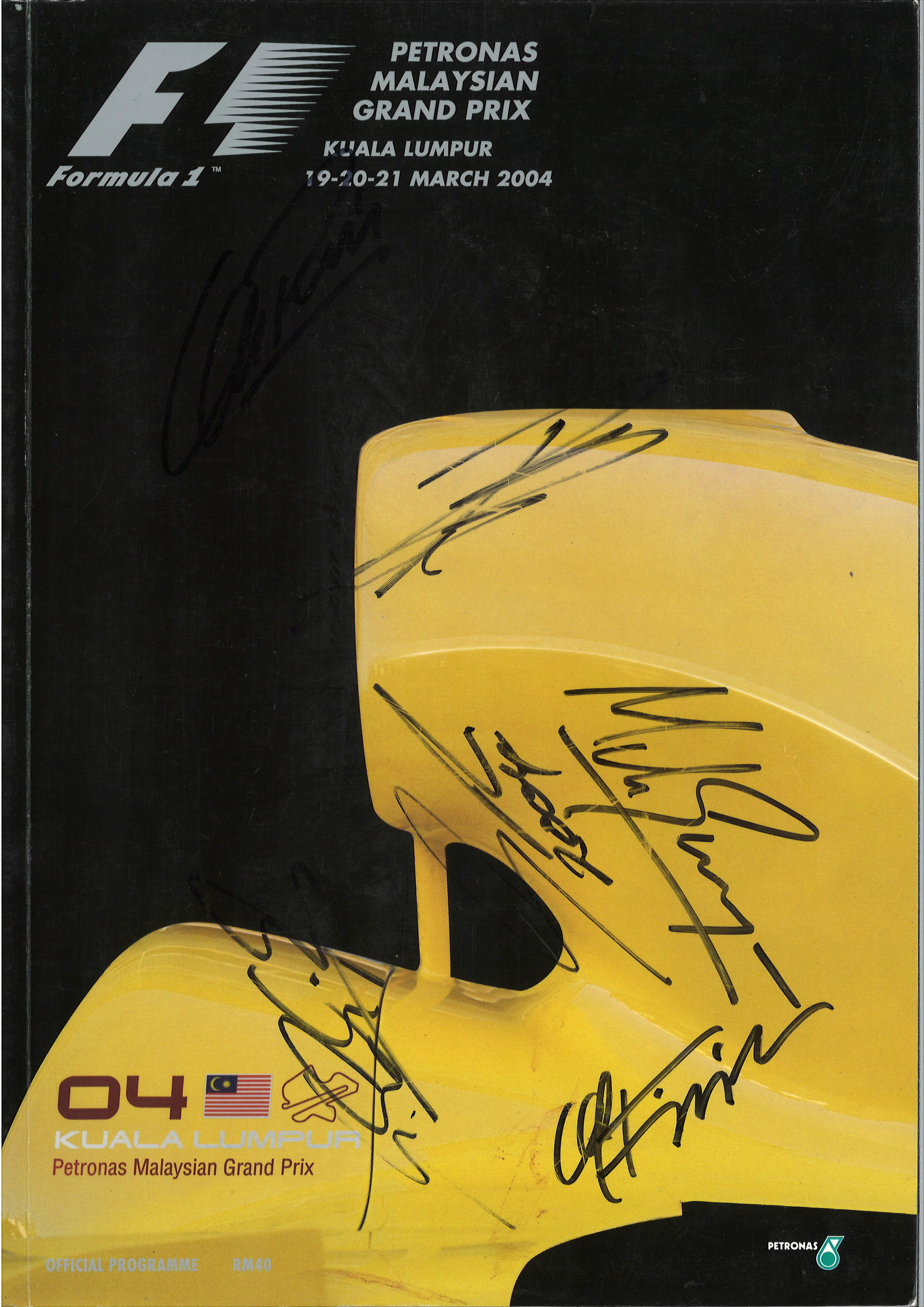 Multi signed Malaysian Grand Prix 2004 programme. Signed by 16 including Michael Schumacher,