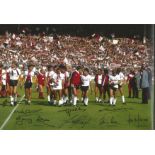 Football Autographed Manchester United Photo, A Superb Image Depicting Players On A Lap Of Honour At