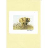 David Shepherd signed small print of an elephant. British artist famous for locomotives and