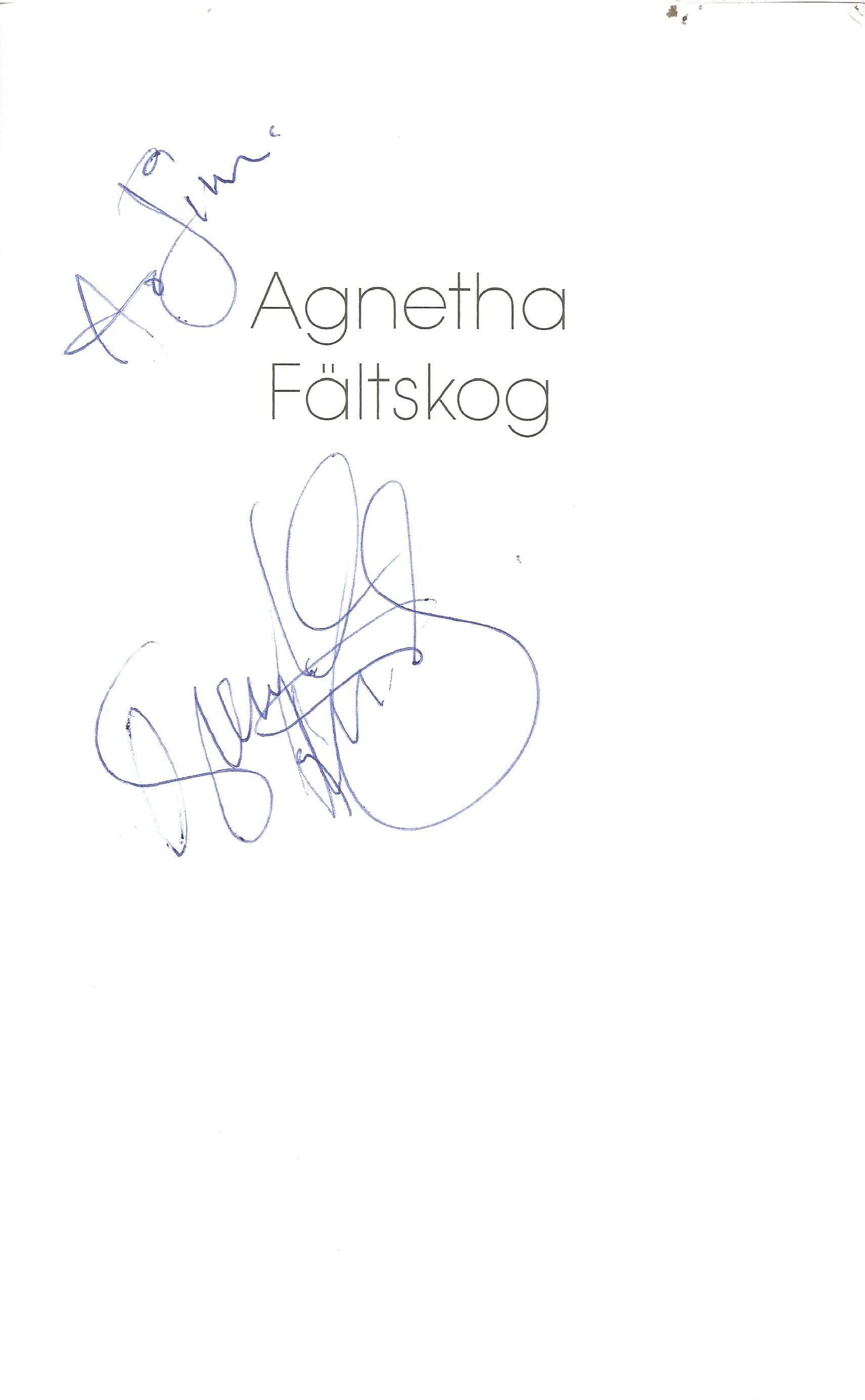 Agnetha Faltskog softback book titled The Girl with the Golden Hair signed on the inside title