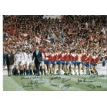 Football Autographed Southampton Photo, A Superb Image Depicting The 1976 Fa Cup Final Teams -