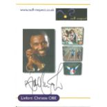 Linford Christie signed 8x6 colour promotional photo. Good Condition. All signed pieces come with