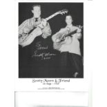 Scotty Moore signed 10x8 black and white photo. Dedicated. Good Condition. All signed pieces come