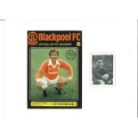 Alan Ball signed match magazine front cover and black and white newspaper photo. Mounted to approx