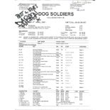 Darren Morfitt signed Dog Soldiers call sheet. Good Condition. All signed pieces come with a