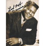 Fats Domino signed 7x5 black and white photo. Good Condition. All signed pieces come with a