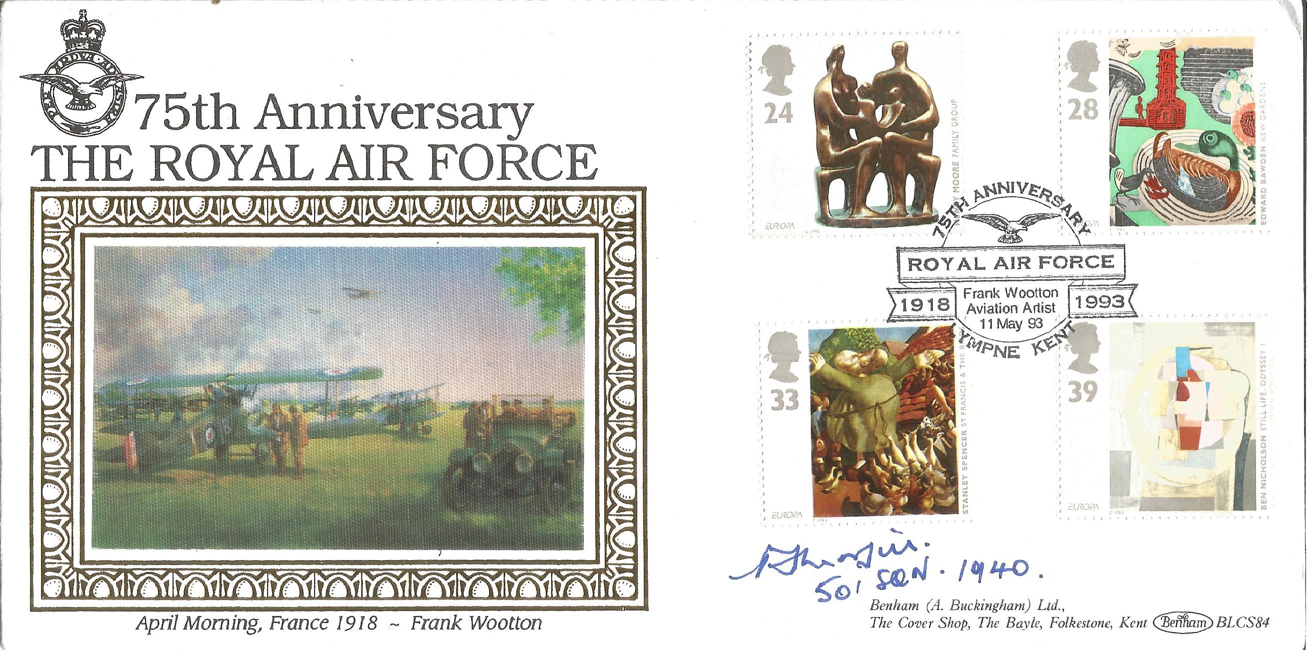 WW2 Battle of Britain ace Percy Morfill 501 Sqn signed Benham official FDC. 75th Anniversary The