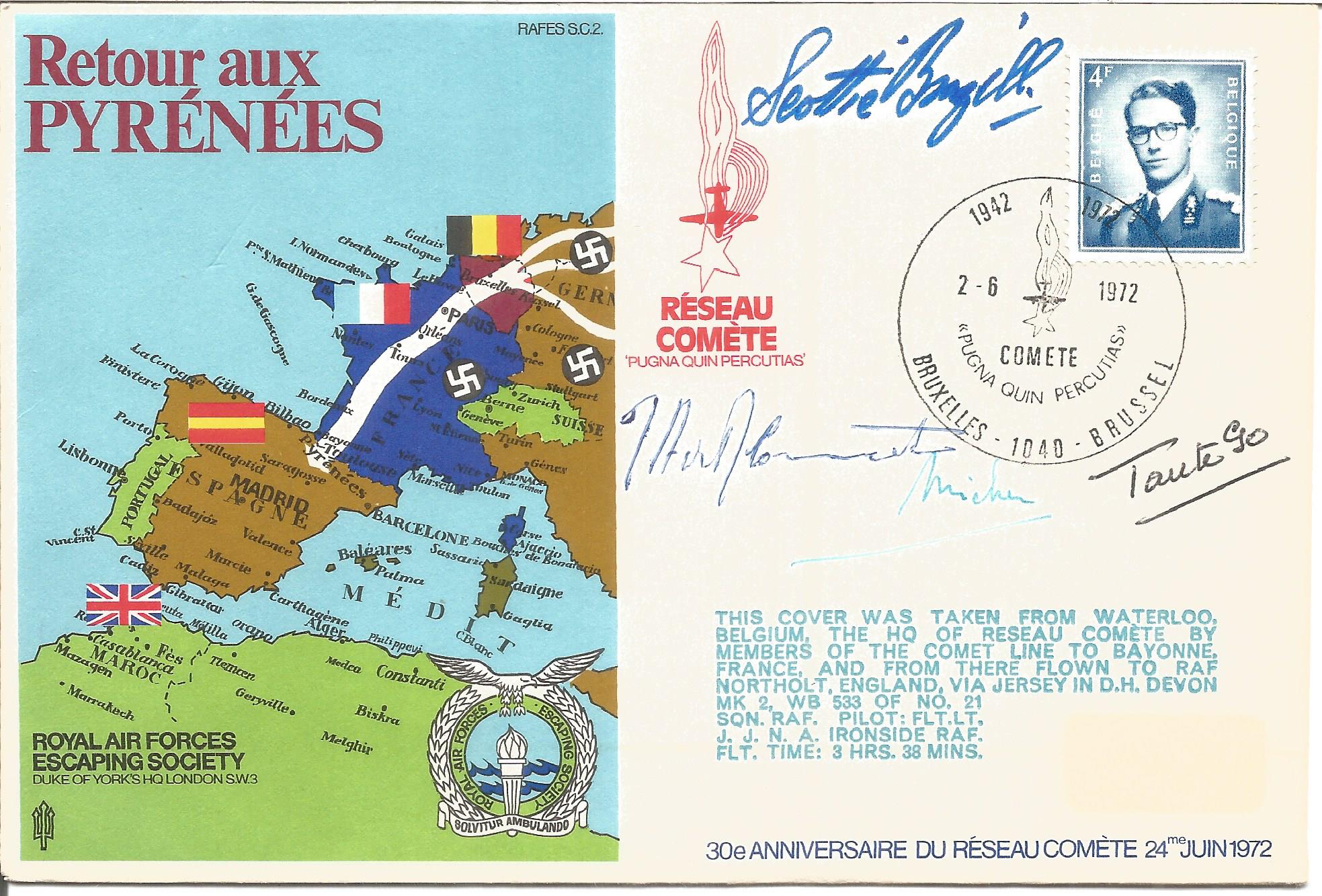 Retour aux Pyrenees RAFES signed RAF cover SC2. Taken from Waterloo Belgium by members of the