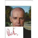 Neil Tennant from The Pet Shop Boys signed white card with 10x8 colour photo. Good Condition. All