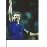 Andy Gray 10x8 Signed Colour Photo Pictured Celebrating During The 1984, 85 Cup Winners Cup Final