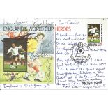 Football World Cup Heroes FDC signed by England Heroes Martin Peters, Roger Hunt , Alan Ball,