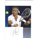 Pat Cash signed white card with 10x8 colour photo. Good Condition. All signed pieces come with a