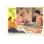 Frankie Avalon signed original lobby card for Fireball 500. Dedicated. Good Condition. All signed