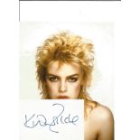 Kim Wilde signed white card with 10x8 colour photo. Good Condition. All signed pieces come with a