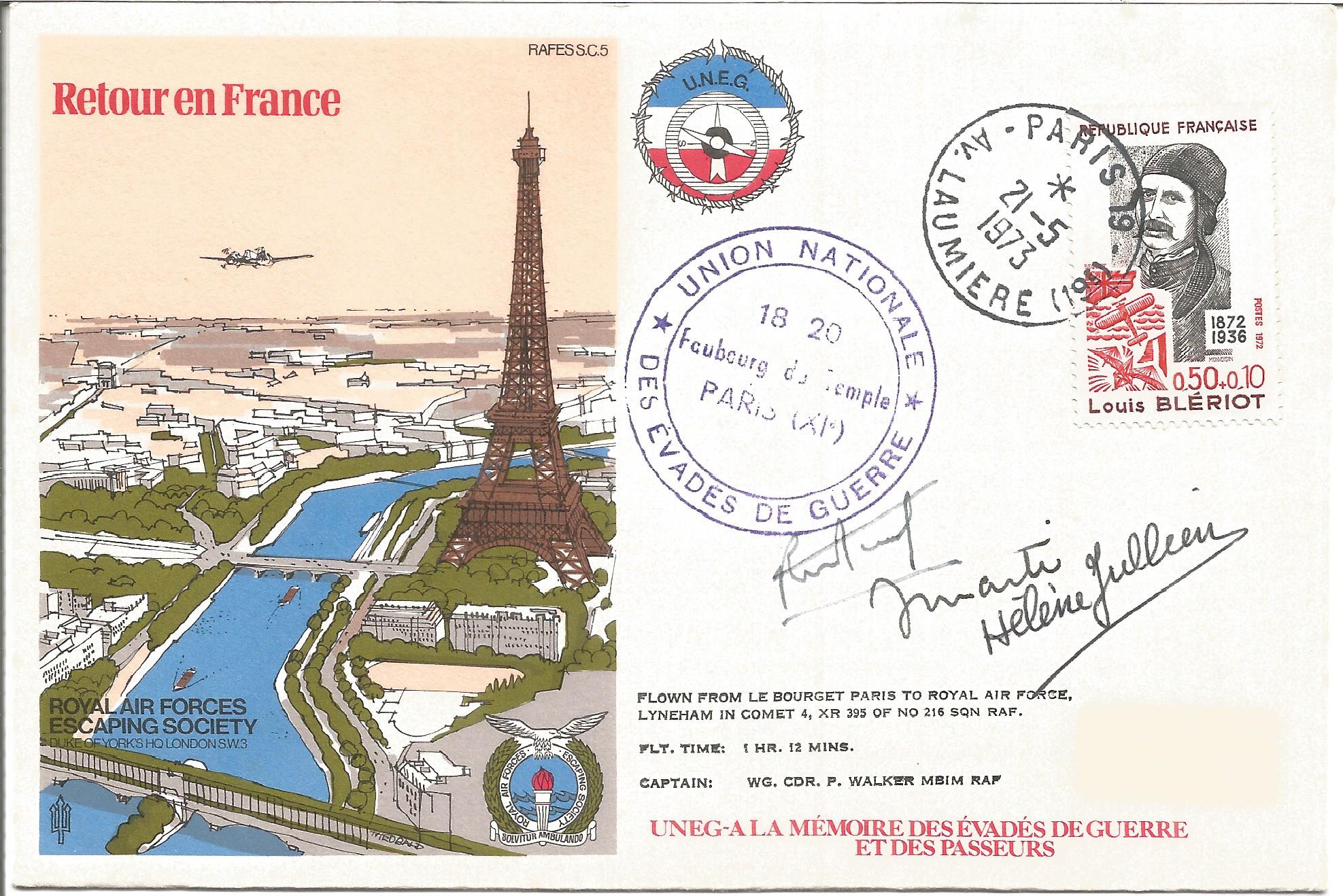 Retour en France R. A. F. E. S. signed RAF cover date stamp 21-5-1973. Flown from Le Bourget Paris