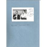 Reg Kray signed white card with photo of Kray twins attached. He has added 1993 God bless to it.