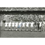 Football Autographed Mike Hellawell Photo, A Superb Image Depicting Birmingham City Players Lining